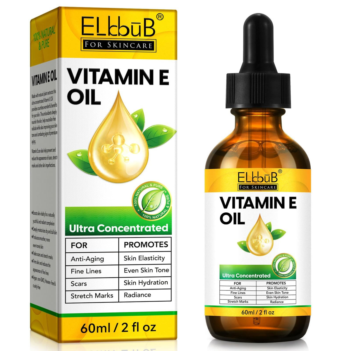 ELBBUB Premium Vitamin E Oil - Ultra Concentrated 2 Fl Oz (Pack of 1)
