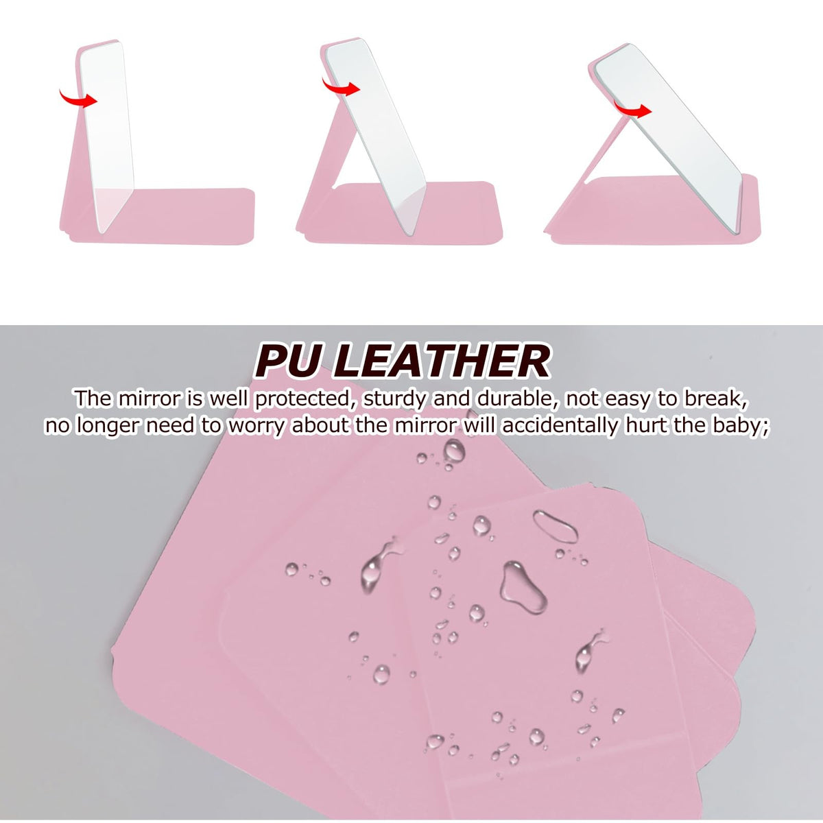 Portable 7x10-inch Folding Makeup Mirror with PU Leather Cover