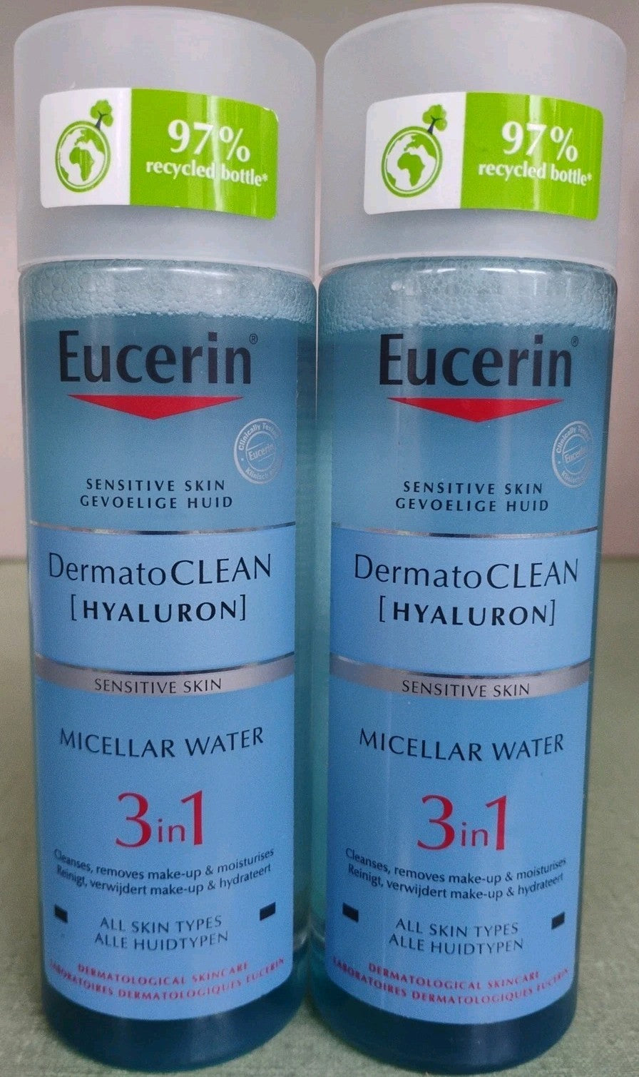 Eucerin DermatoClean Hyaluron Micellar Water 2-Pack - Facial Cleanser for All Skin Types