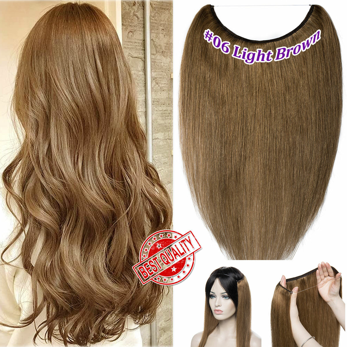 Invisible Wire Clip-In Human Hair Extensions - Thick & Natural Look