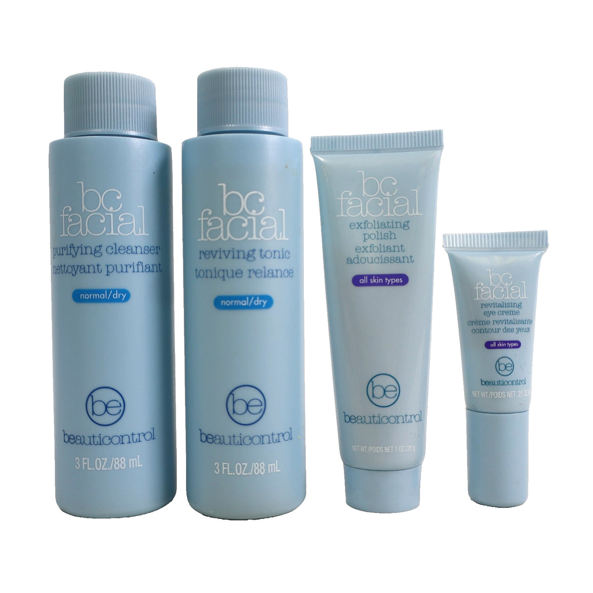 4-Piece Facial Travel Set with Cleanser, Tonic, Exfoliant & Eye Cream