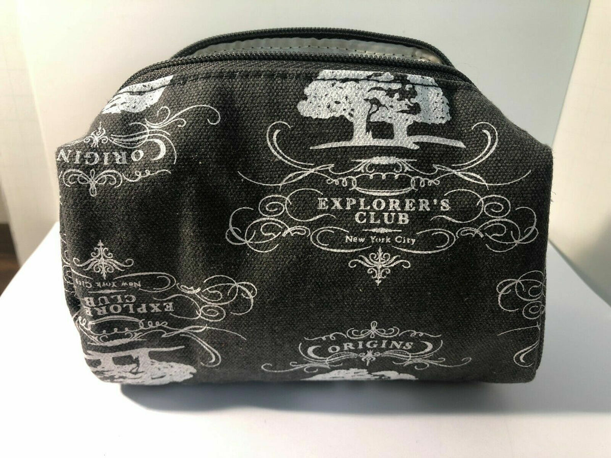 Origins Gray Canvas Makeup Bag with Zip Closure - Explorer's Club Case