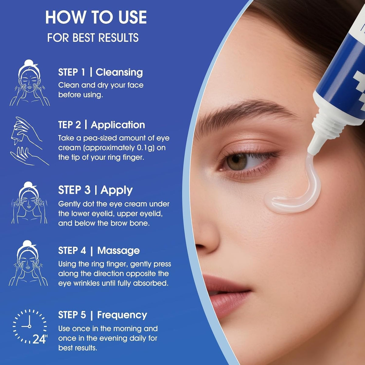 Luxury Under Eye Cream with Peptides and Caffeine - Rejuvenate Skin, 0.5 Oz