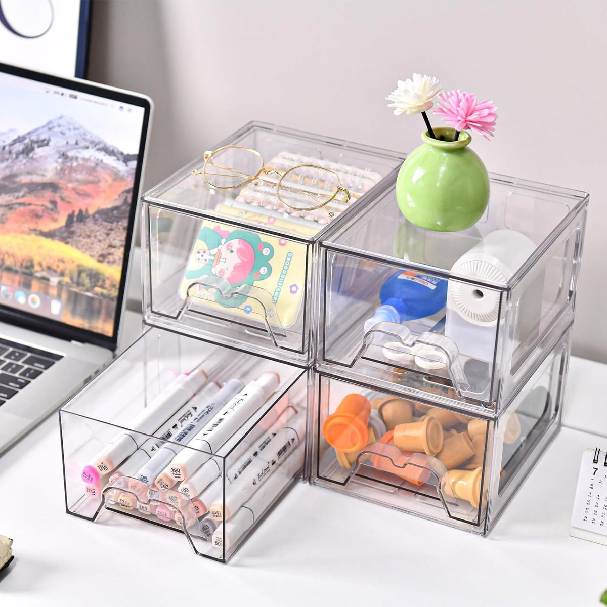 Stackable Makeup Organizer with Drawers - Clear Acrylic Storage for Vanity & Bathroom