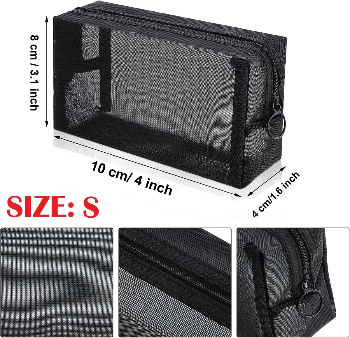 Mesh Makeup and Toiletry Travel Organizer Bags Set - Multiple Sizes