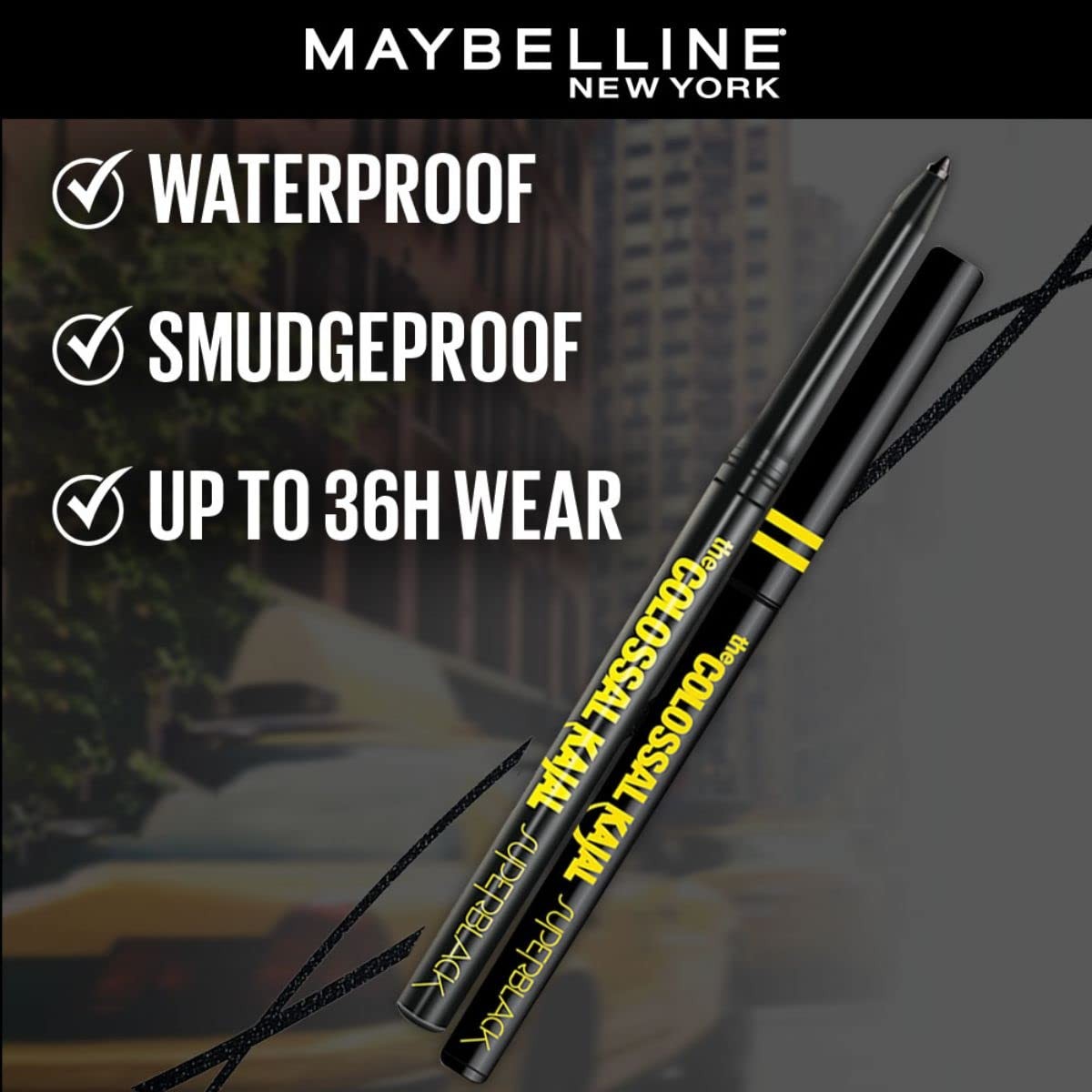 Maybelline Matte Kajal Eyeliner - Super Black, Long-Lasting & Waterproof 0.35G