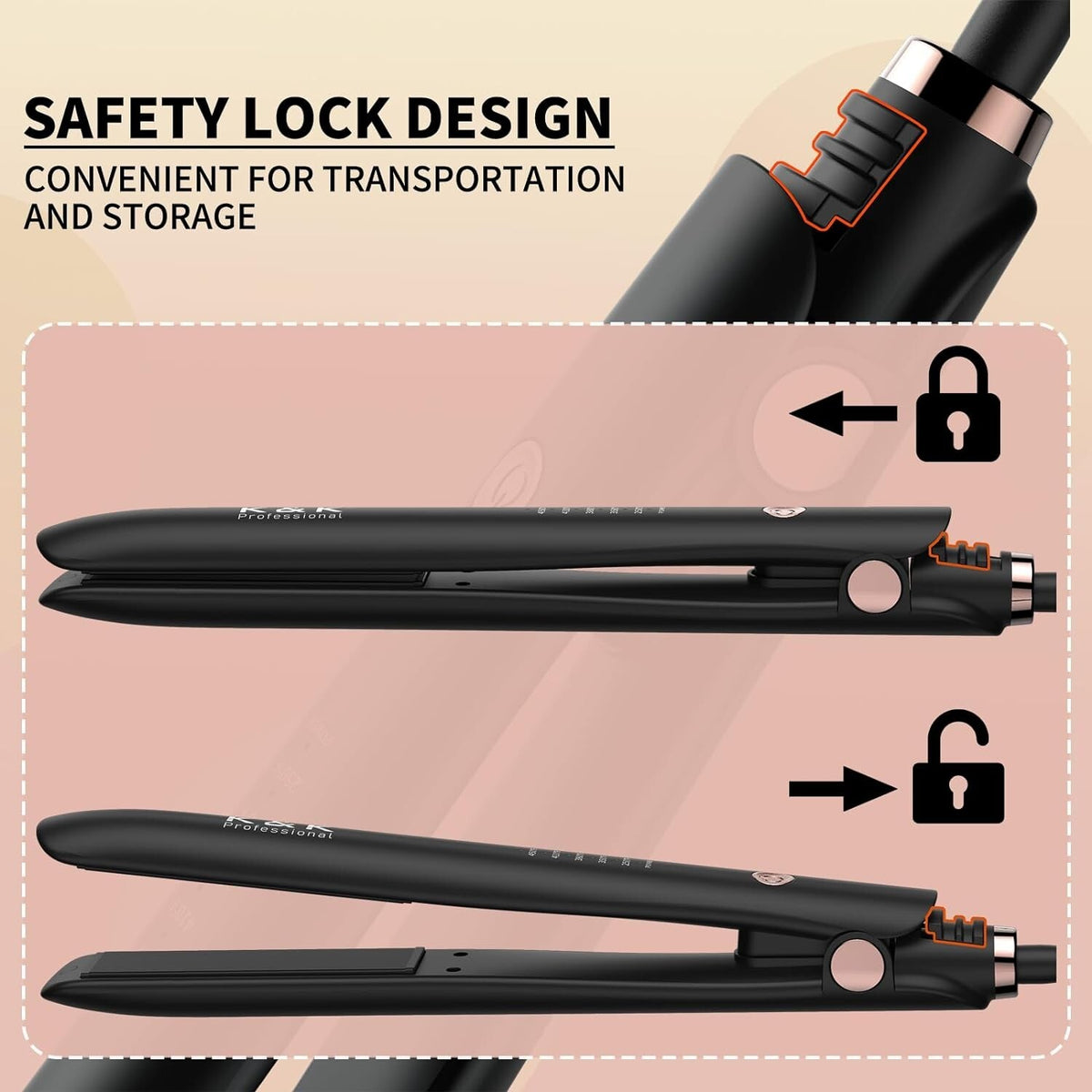 Ceramic Flat Iron for Hair 1 Inch Floating Plates LCD Display 450°F