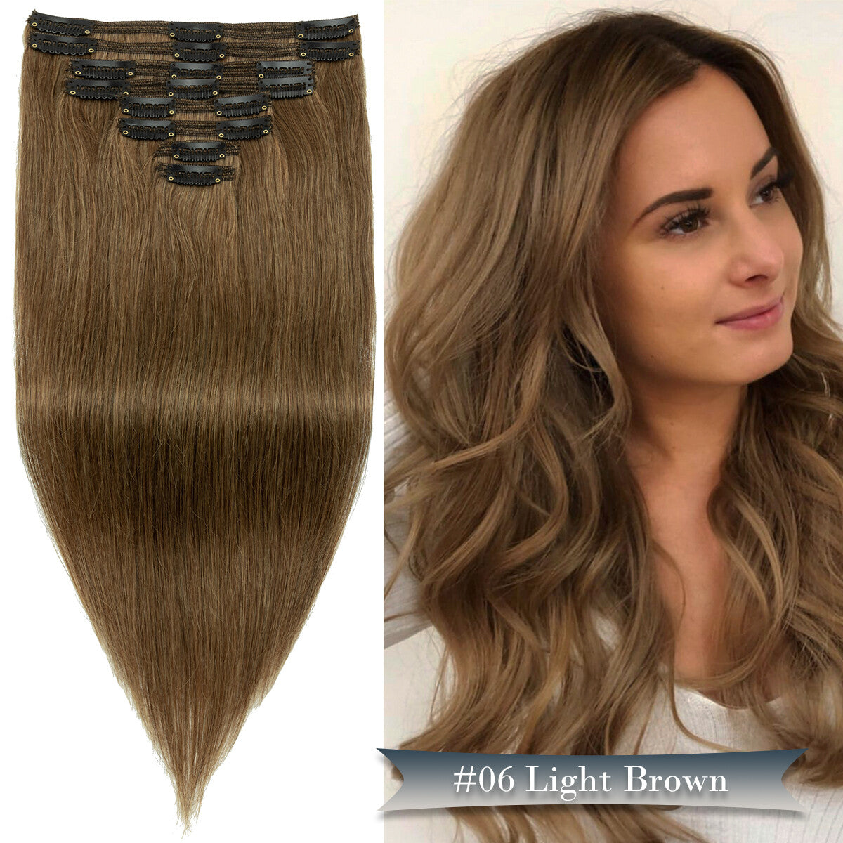 Double Weft Clip-In Human Hair Extensions Full Head - Thick & Tangle-Free