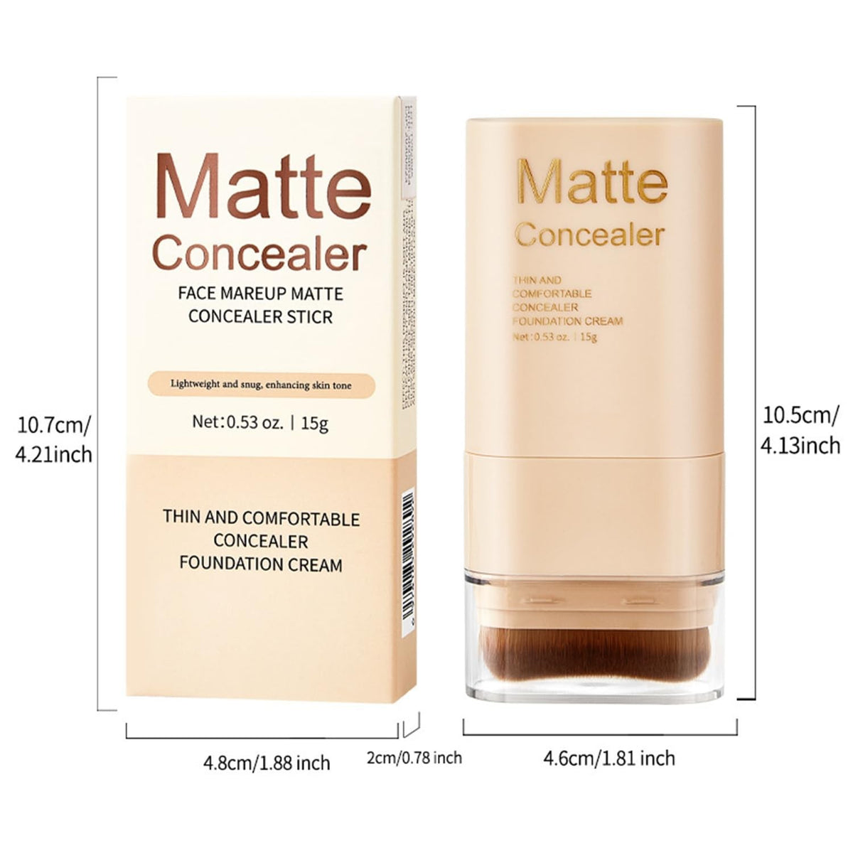 Dual-Ended Foundation and Concealer Stick with Brush for Easy Makeup Touch-Ups
