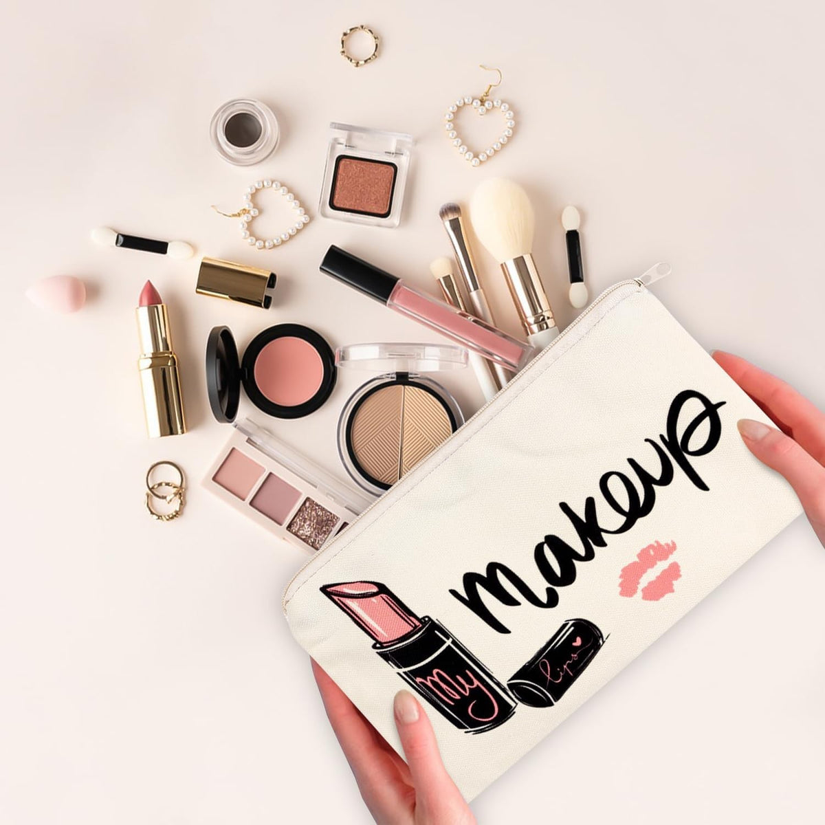 8PCS Canvas Cosmetic Bags Set - DIY Craft & Multipurpose Makeup Pouches