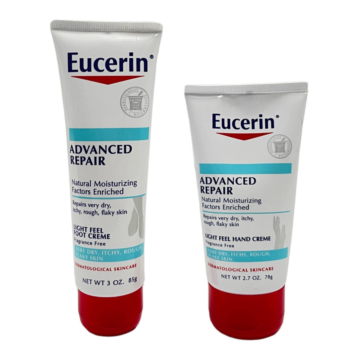 Eucerin Advanced Repair Hand & Foot Cream Set Fragrance-Free 2.7 oz & 3 oz