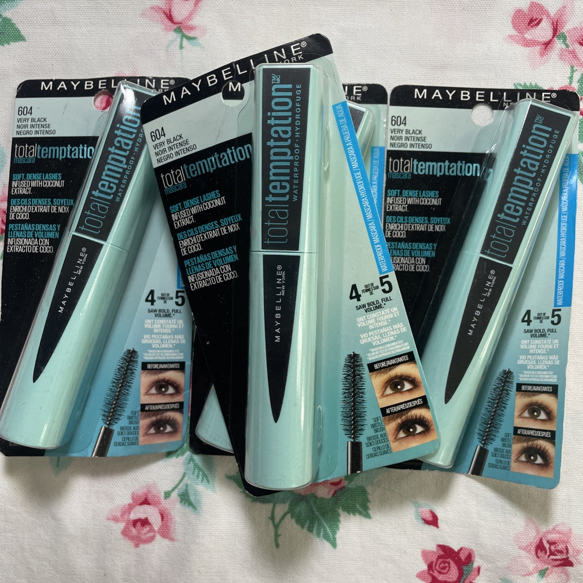 Maybelline Total Temptation Waterproof Mascara - Very Black, 4 Pack