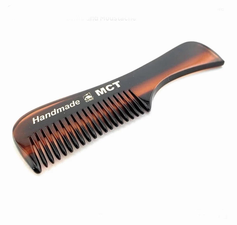Men's Fine-Tooth Mustache & Beard Grooming Comb Set - Handmade Tortoise Shell, 4 Pieces