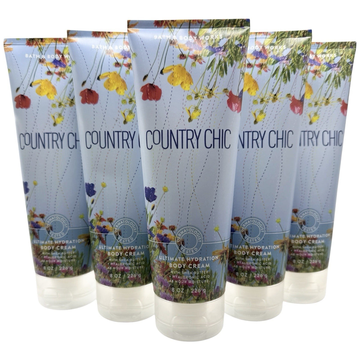 Five (5) Bath & Body Works COUNTRY CHIC Ultimate Hydration Cream 8 oz