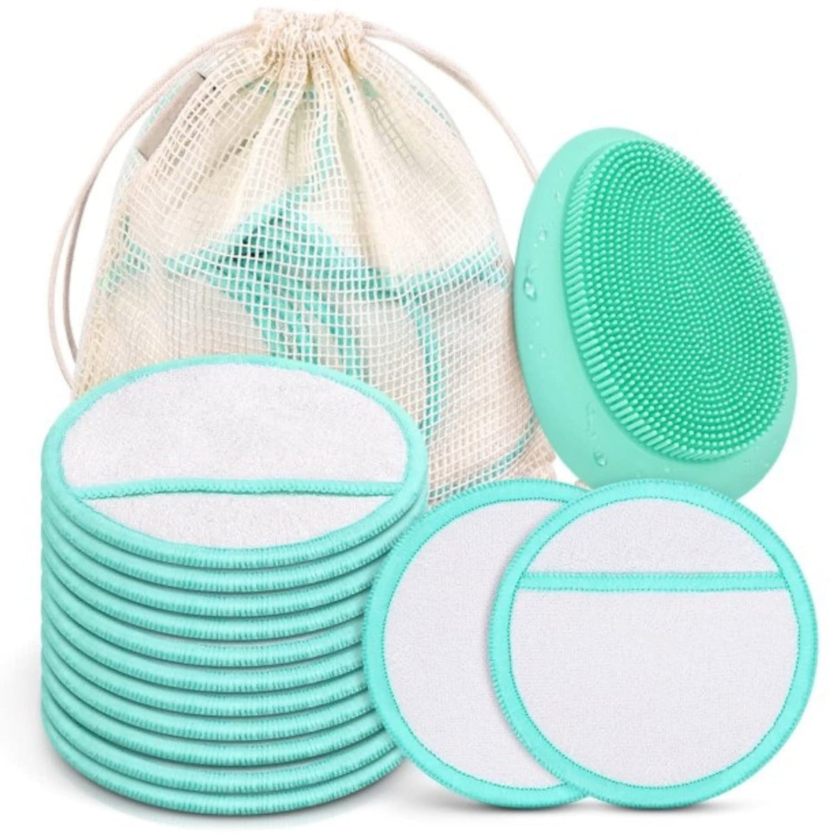 Reusable Makeup Remover Pads Set with Facial Cleansing Brush Storage Pouch
