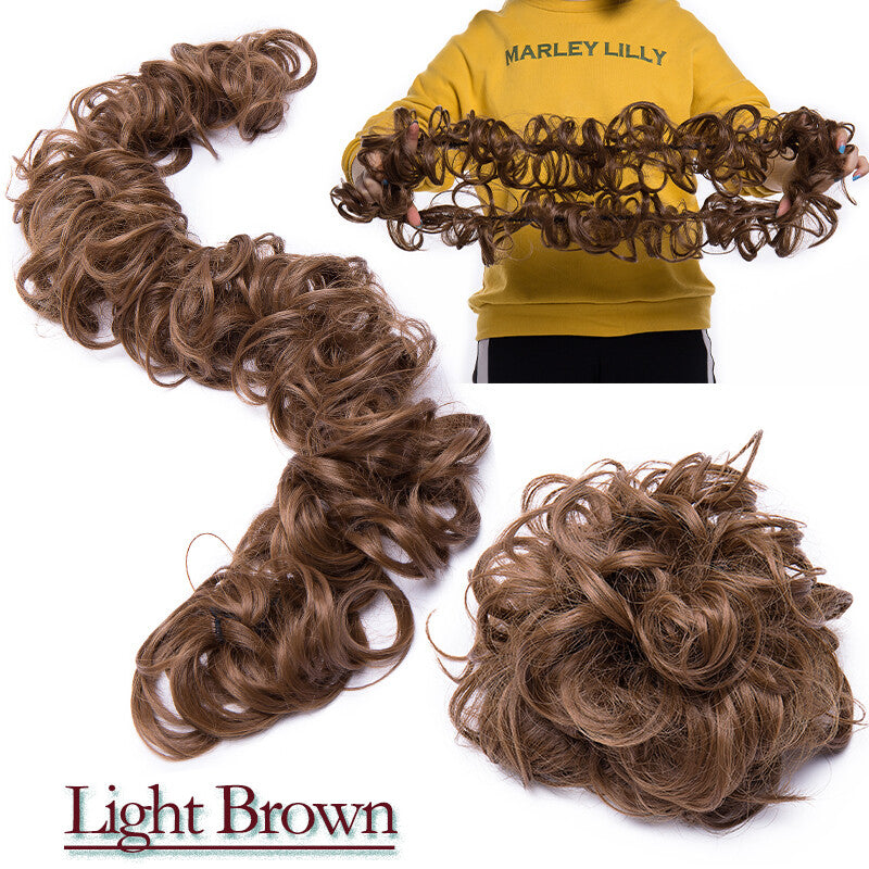 Natural Messy Curly Hair Bun Extension Wrap Long Thick Scrunchie Updo