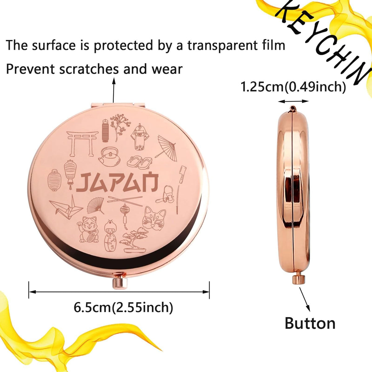 Travel Pocket Mirror - Compact Stainless Steel Makeup Mirror for On-the-Go