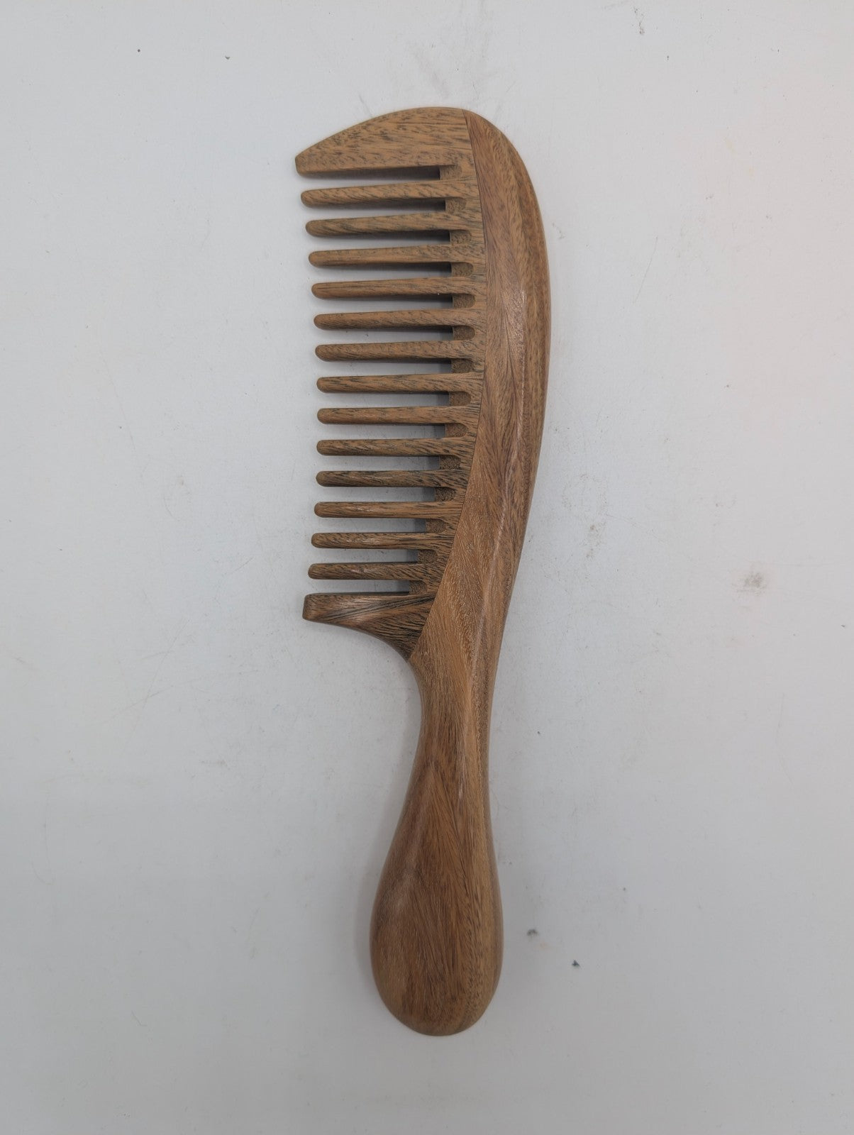 Natural Green Sandalwood Hair Comb - Handmade Wooden Detangler, Anti-Static, 8-Inch