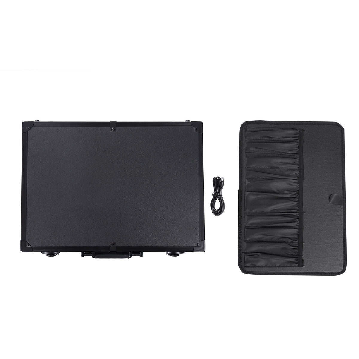 LED Lighted Makeup Bag with Mirror Travel Cosmetic Case Organizer Black