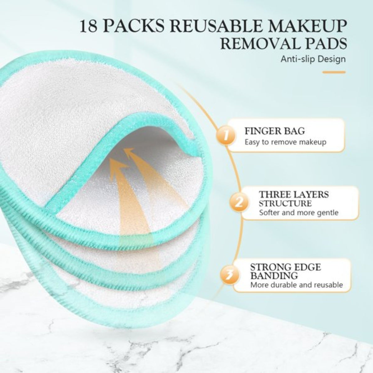 Reusable Makeup Remover Pads Set with Facial Cleansing Brush Storage Pouch