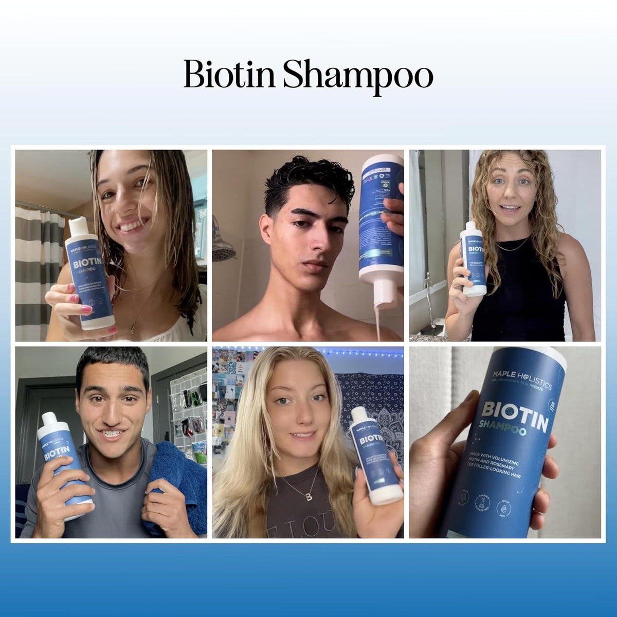 Rosemary Biotin Shampoo for Thinning Hair Vegan Volumizing Fine B