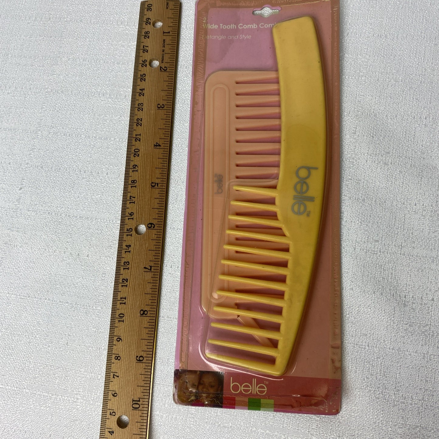 Vintage Belle Wide Tooth Comb Set - 1980s NOS Peach Hair Accessories
