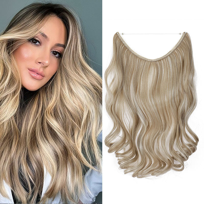 Invisible Wire Hair Extensions - Natural Synthetic Length & Body Wavy or Straight