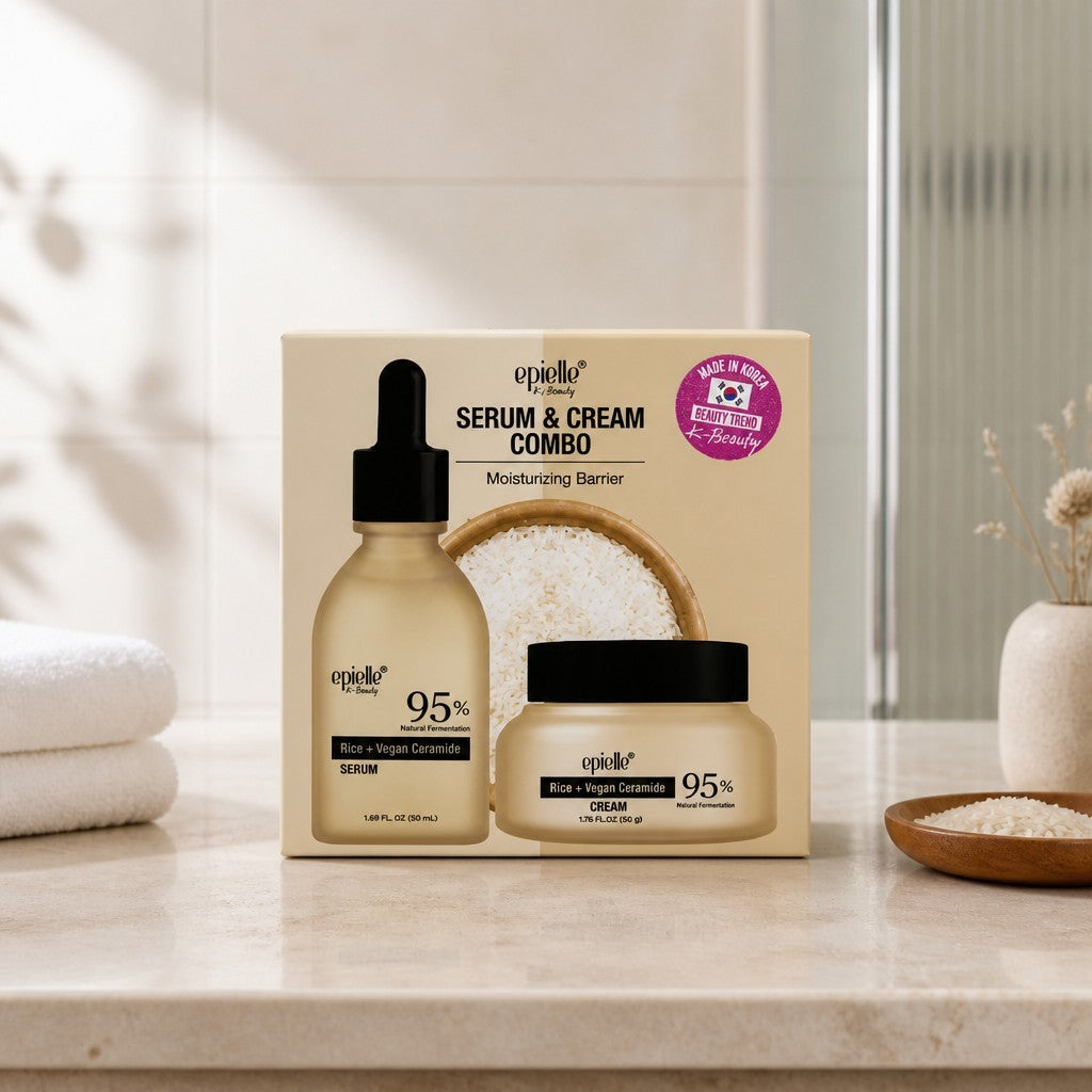 Korean Rice & Vegan Ceramide Skin Care Serum and Cream Set