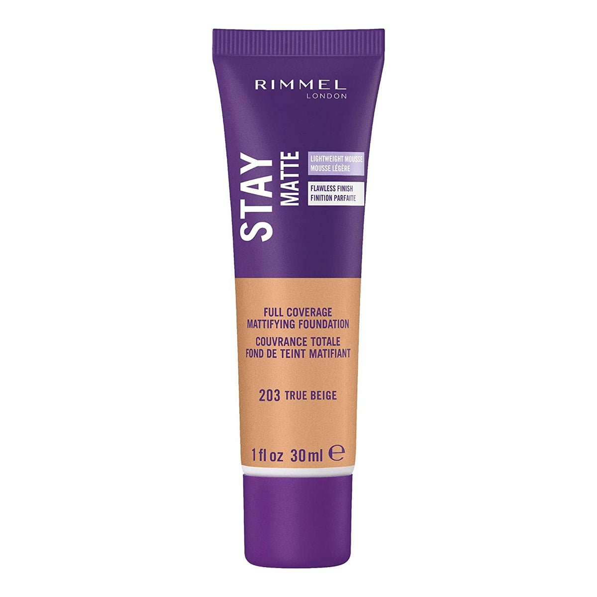 6 Pack Rimmel Stay Matte Liquid Foundation 203 True Beige - Oil-Free, Long-Lasting