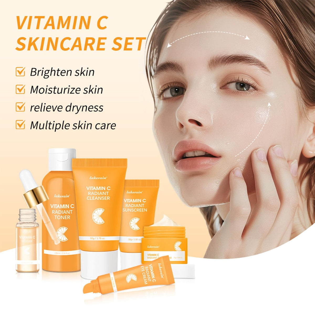 Vitamin C Skincare Gift Set for Teen Girls - 6 Piece Moisturizing & Brightening Kit