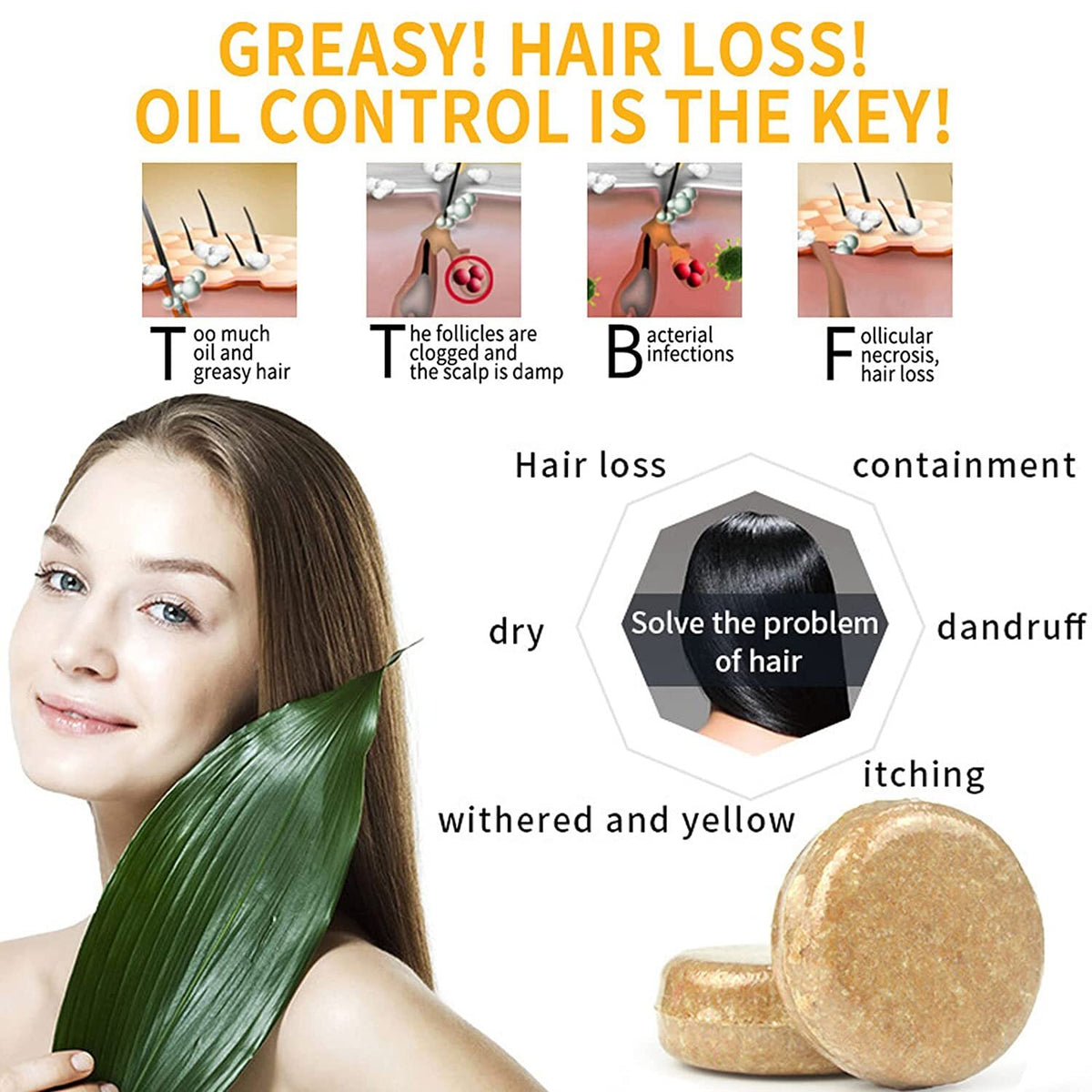 Ginger Hair Growth Shampoo Bar Rosemary Oil Hair Loss Treatment Natural Hair Care
