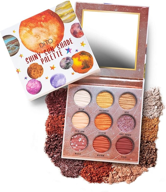 Vivid 9-Color Eyeshadow Palette - Matte, Shimmer & Glitter Shades for Creative Makeup