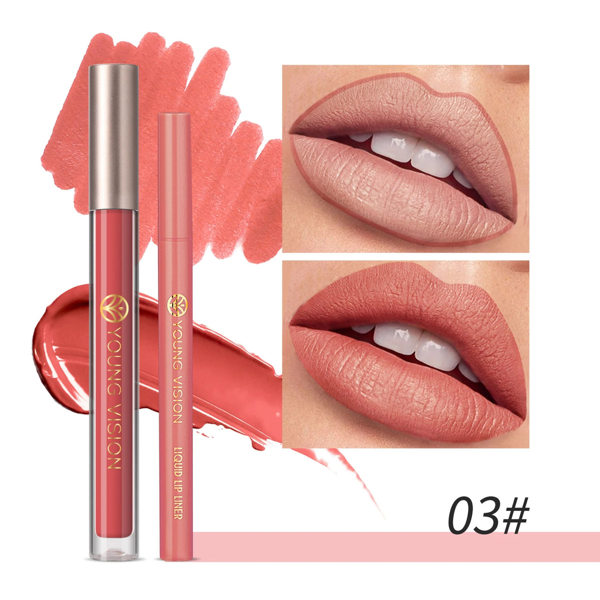 Waterproof Non-Stick Lip Gloss & Lip Liner Set - Moisturizing & Easy to Apply