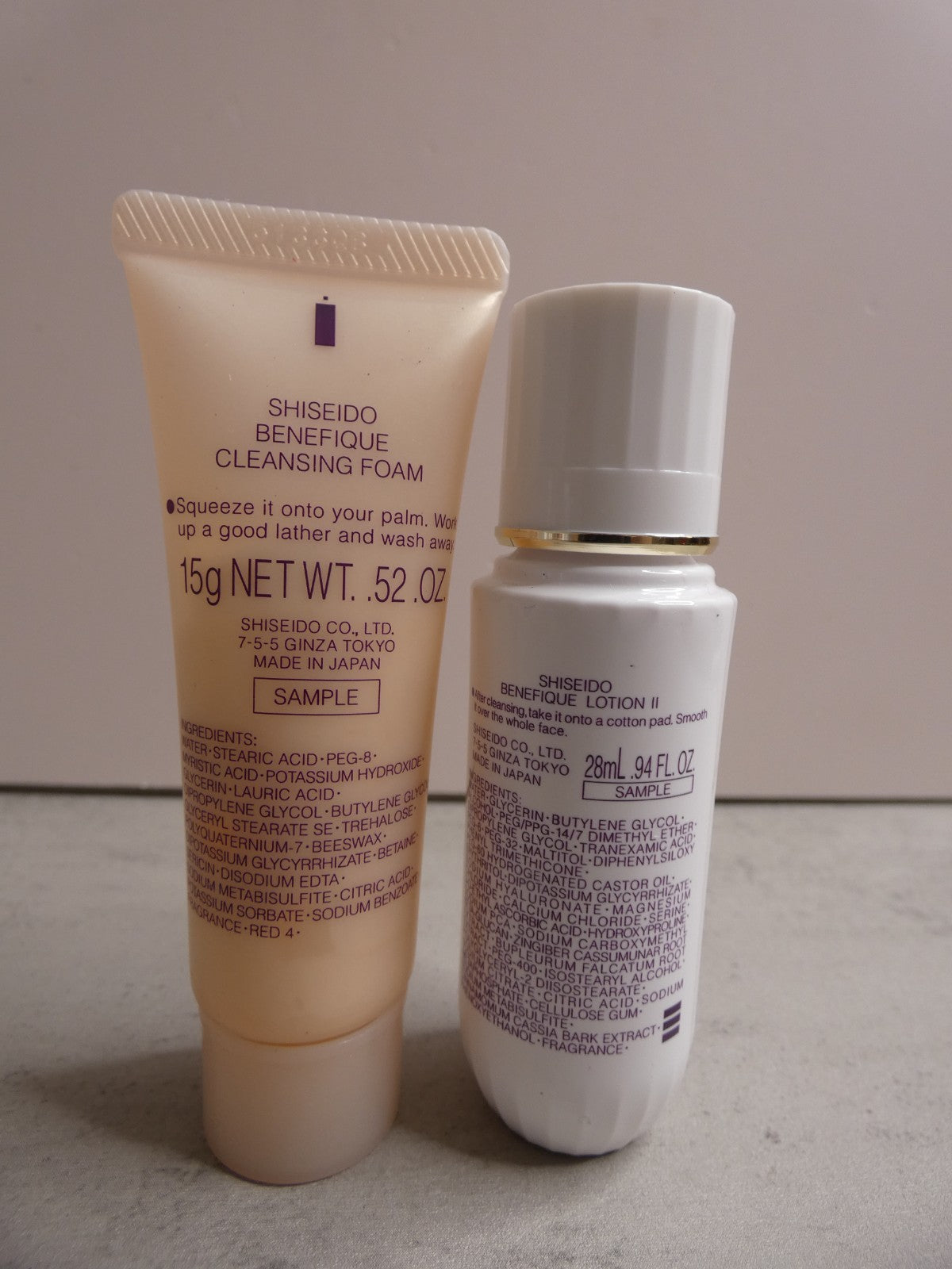 Travel Size Cleansing Foam & Lotion Set - Shiseido Benifique II 0.52 & 0.94 oz