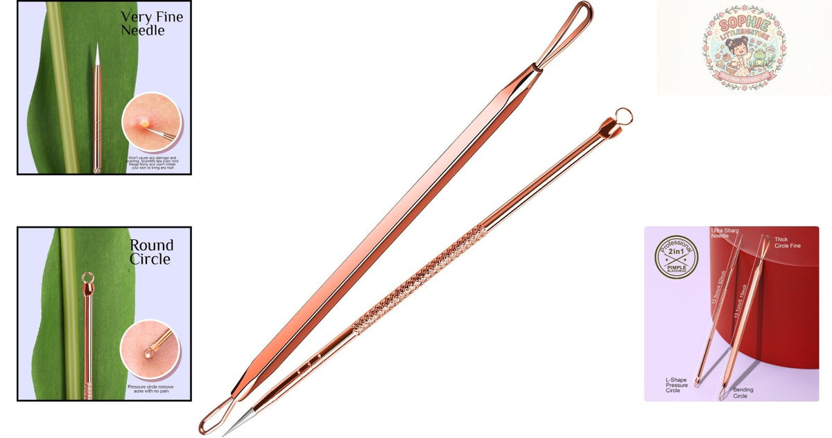 Professional-Grade Comedone Extractor Tool with Rose Gold Finish - Skin Care Pimple Remover