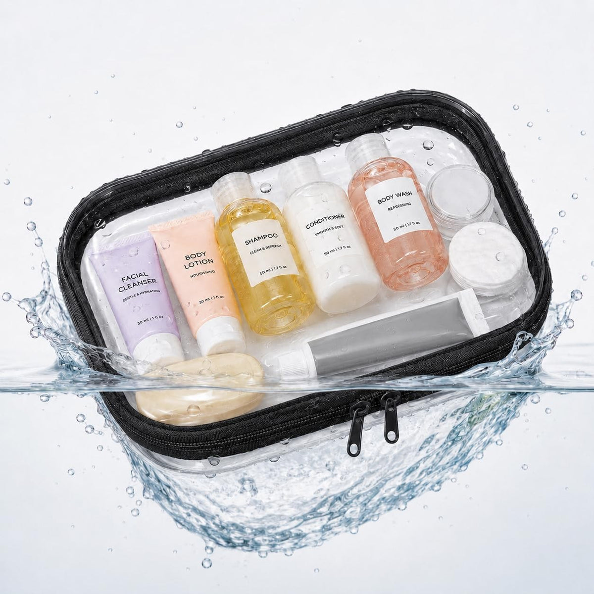 3 Pack Transparent Hard Shell Zipper Cases for Travel and Storage