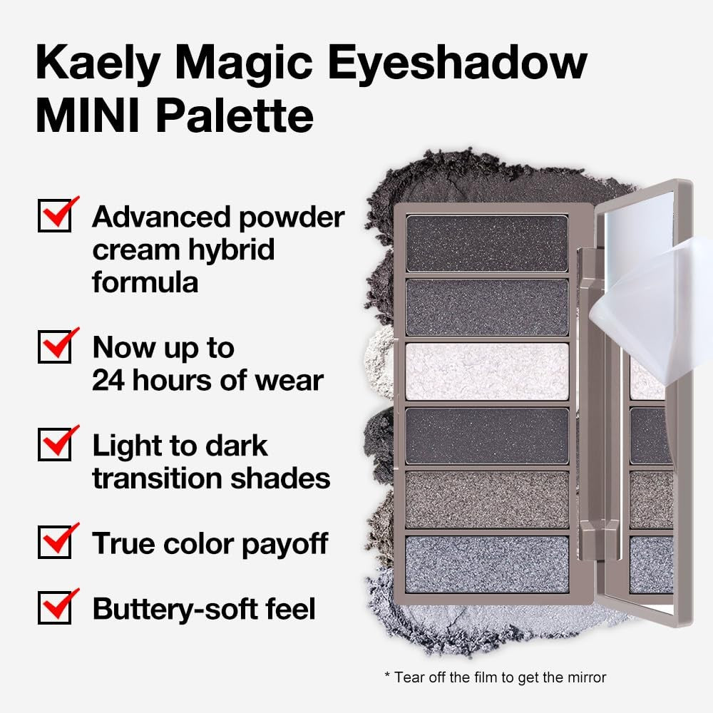Smokey Grey Eyeshadow Palette - 6 Long-Lasting Shimmer Shades 0.25 oz