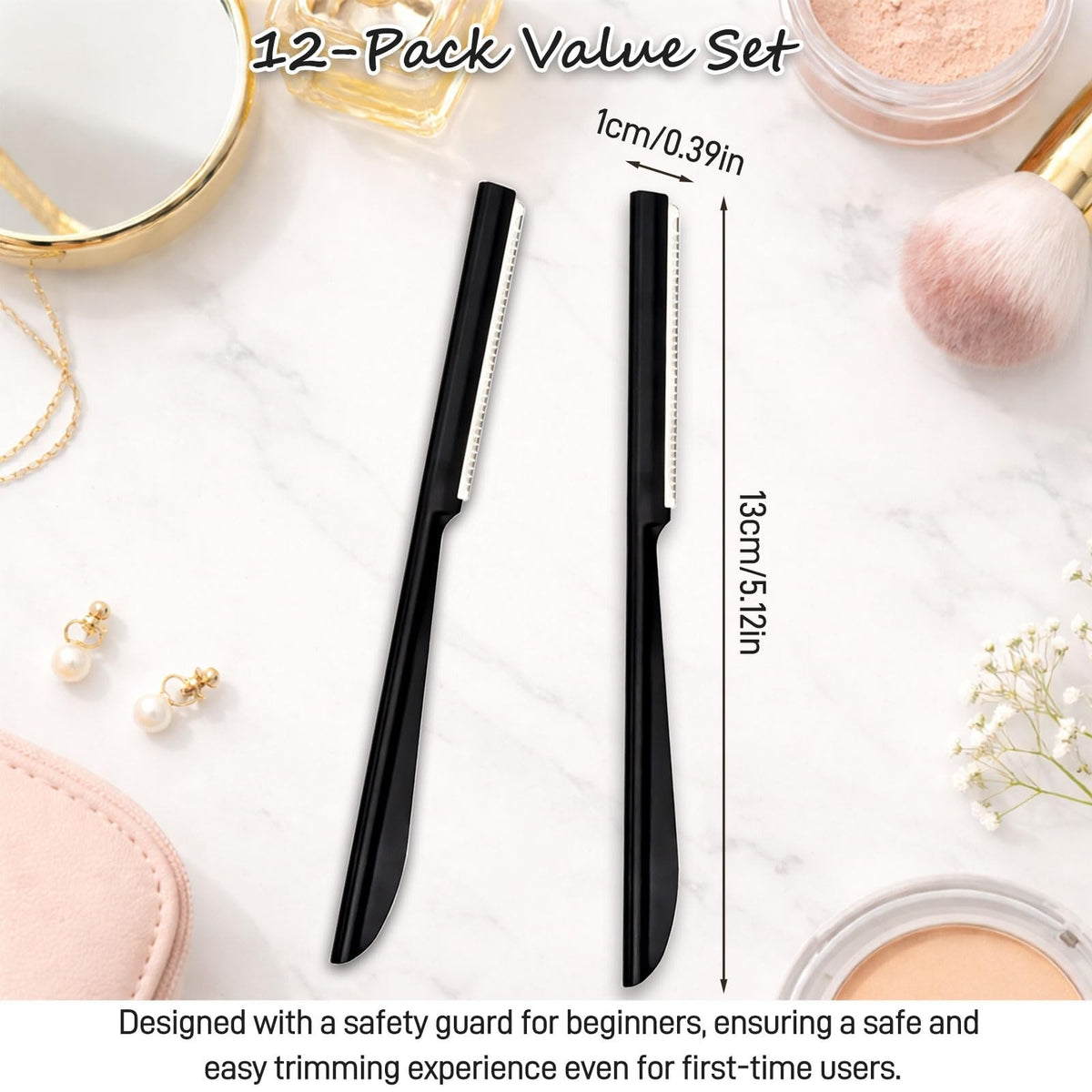 10-Pack Stainless Steel Eyebrow Razor Set for Face & Facial Hair Removal