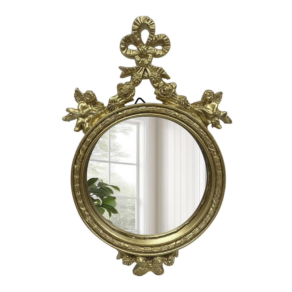 Vintage Bow Vanity Mirror - Gold Resin Tabletop Dressing Table Mirror