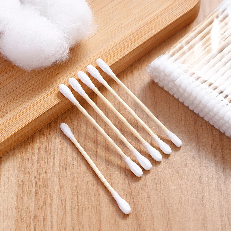 Eco-Friendly Bamboo Cotton Swabs - 100 Pack, Biodegradable, Organic Cotton, 3 Inch