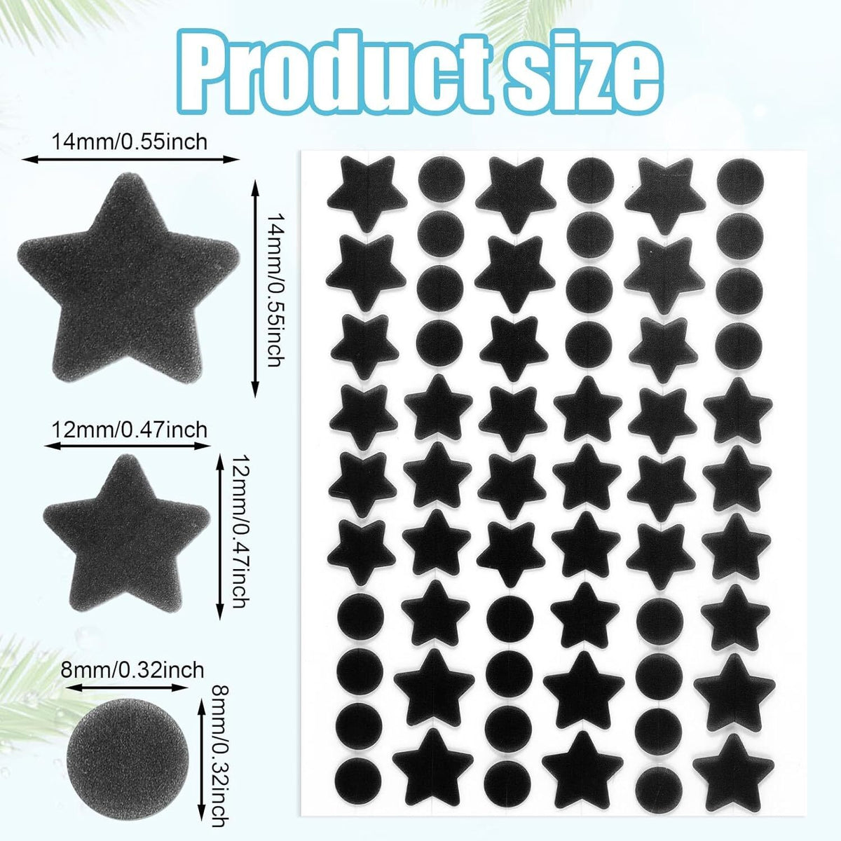 600 Pcs Black Acne Patches Set with Multiple Sizes & Star Shapes