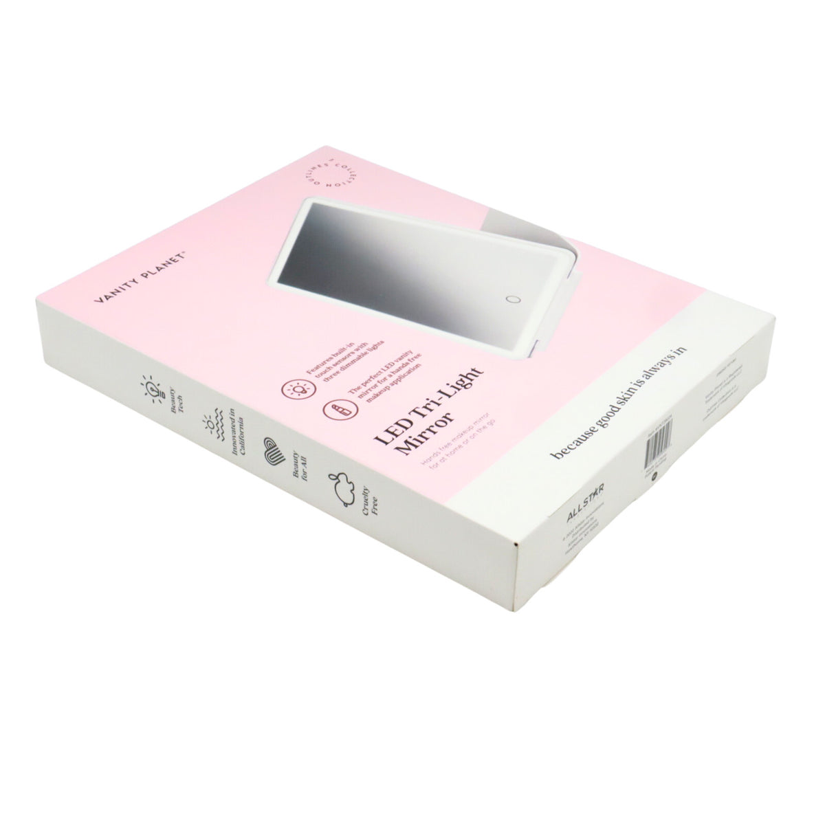 Dimmable LED Tri-Light Makeup Mirror Hands-Free Vanity Mirror with USB Rechargeable