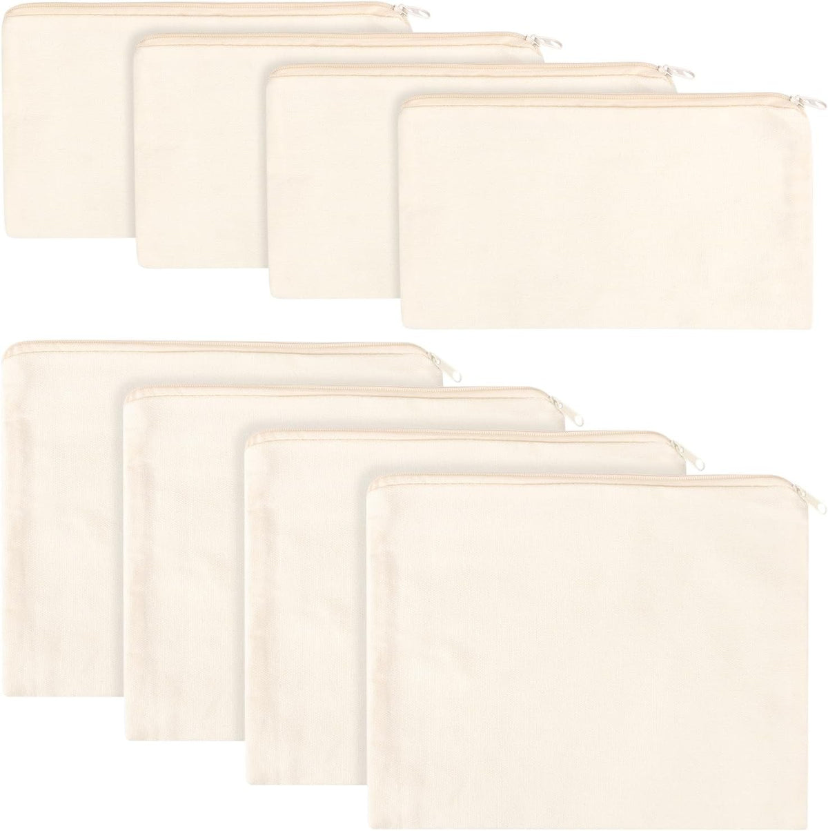 8PCS Canvas Cosmetic Bags Set - DIY Craft & Multipurpose Makeup Pouches