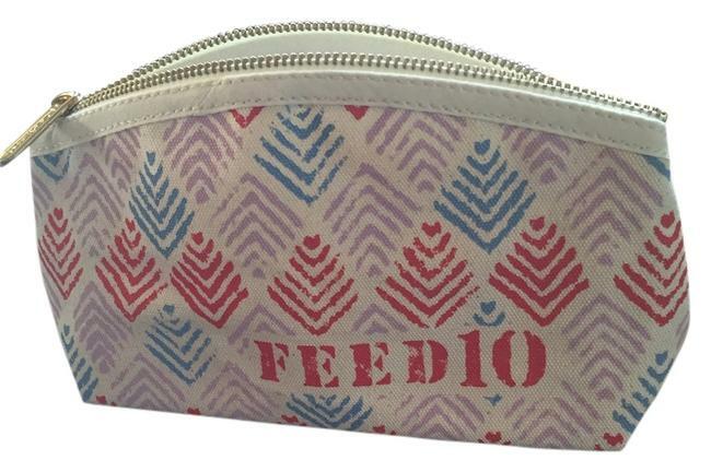 Canvas Makeup Bag Purse with Folk Print - Zippered Cosmetic Organizer