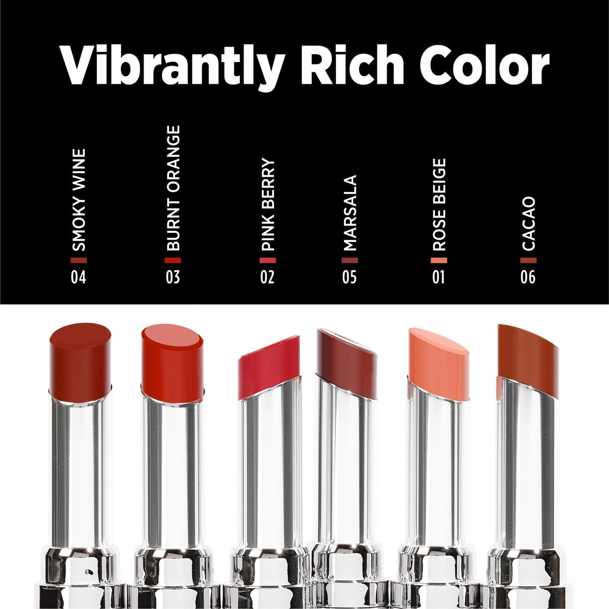Color Satin Lipstick 06 Cacao - Hydrating Creamy Lip Color