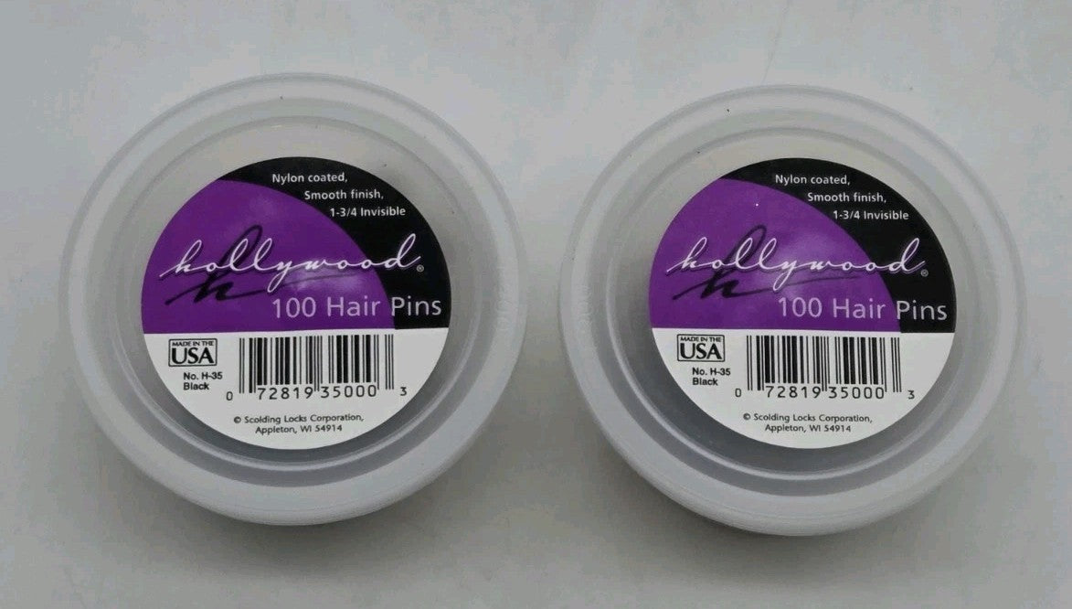 Hollywood Hair Pins Brown 100 Count Tub Nylon Coated 1 3/4" Invisible