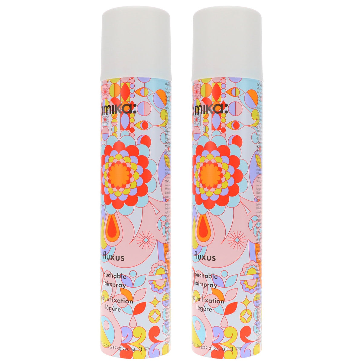 Amika Fluxus Touchable Hairspray 8.2 oz Pack of 2 - Light Hold, Flexible Finish