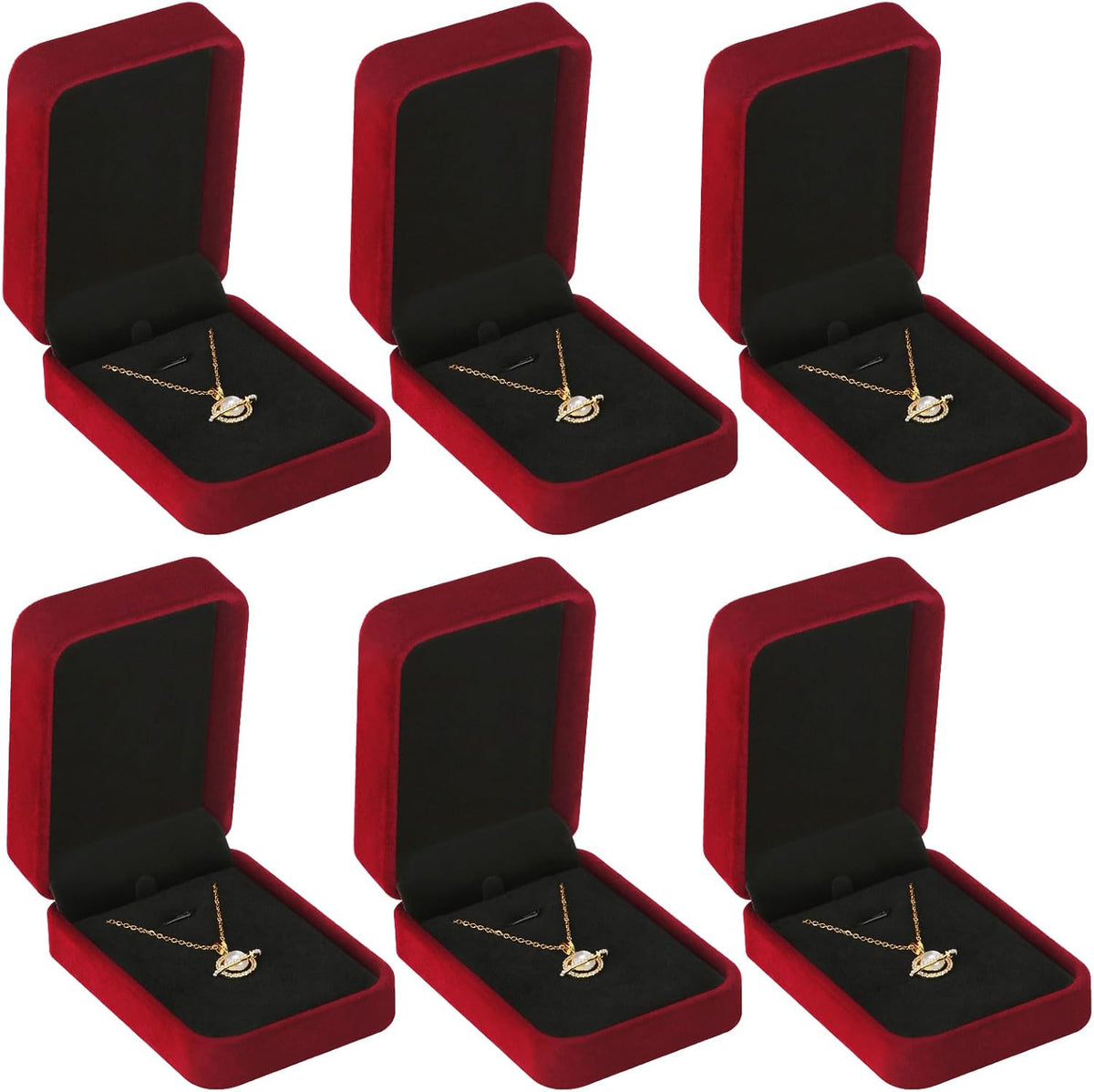 6 Pieces Velvet Jewelry Gift Boxes Set for Necklace Bracelet Ring Earring