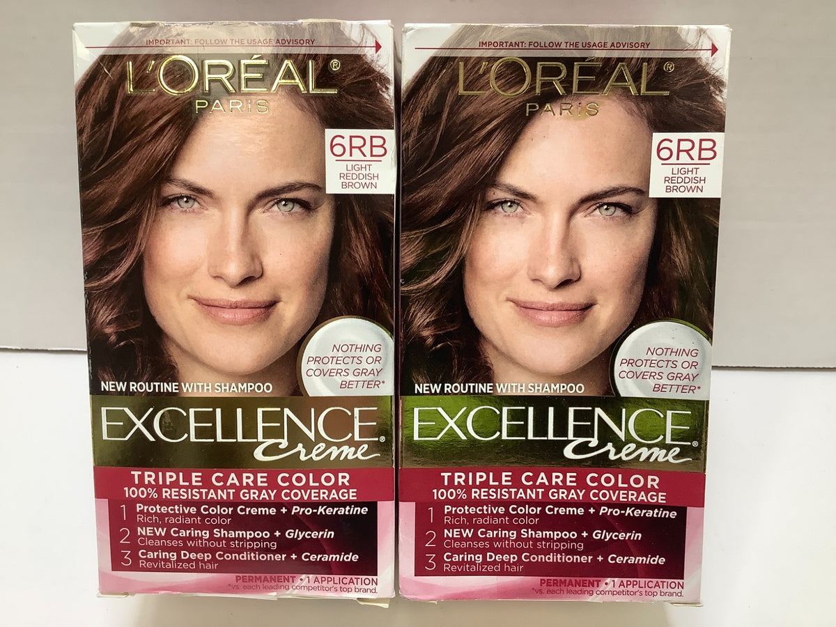 Permanent Hair Color 6RB Light Reddish Brown, 2-Pack
