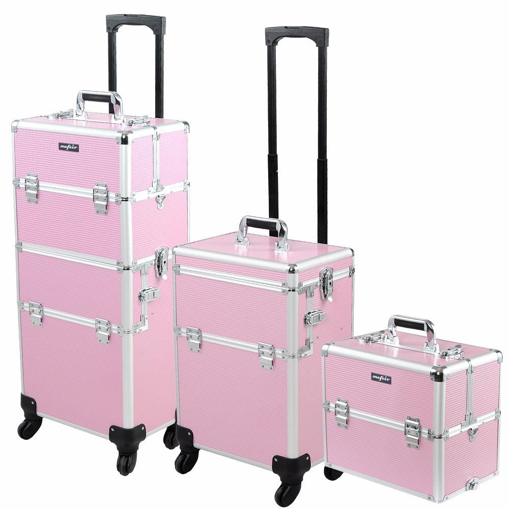 Large Capacity Travel Cosmetic Trolley Organizer with 360° Swivel Wheels